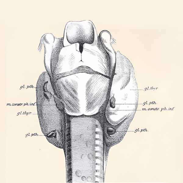 Figur 1: Sandströms tegning av paratyroideakjertlenes anatomi (fra Upsala Journal of Medical Sciences. 2015; 120: 72–77, Open Access) 